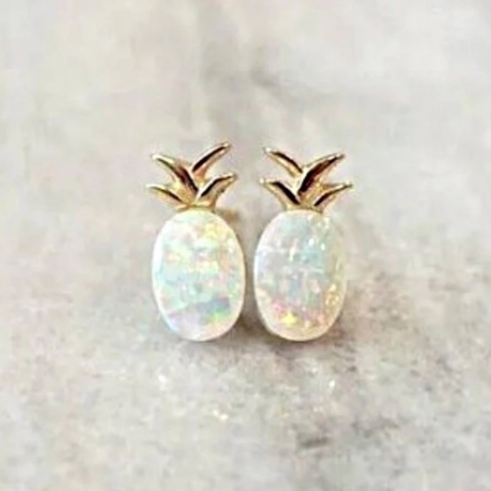 Dainty Gold Opal Pineapple Stud Earrings ear ring